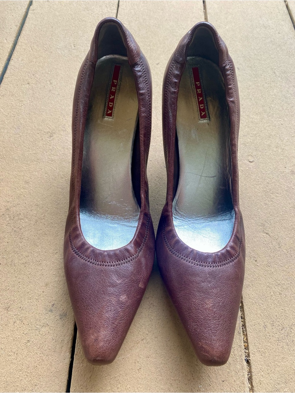 Prada Brown Pointed Leather Pumps Size 8.5